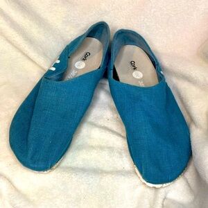 OTZ Canvas Flats Espadrilles Blue Cork Lite Footbed